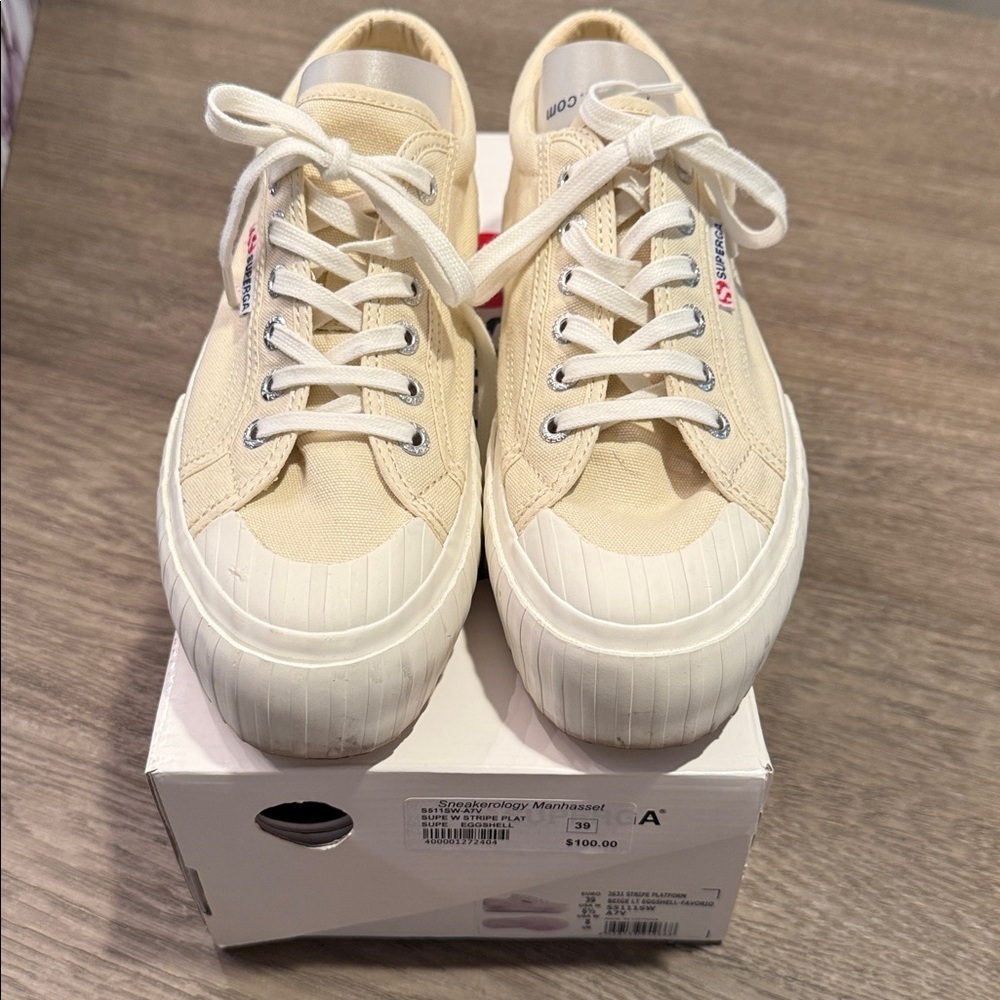 SUPERGA 2631 Stripe Platform Beige size 8
